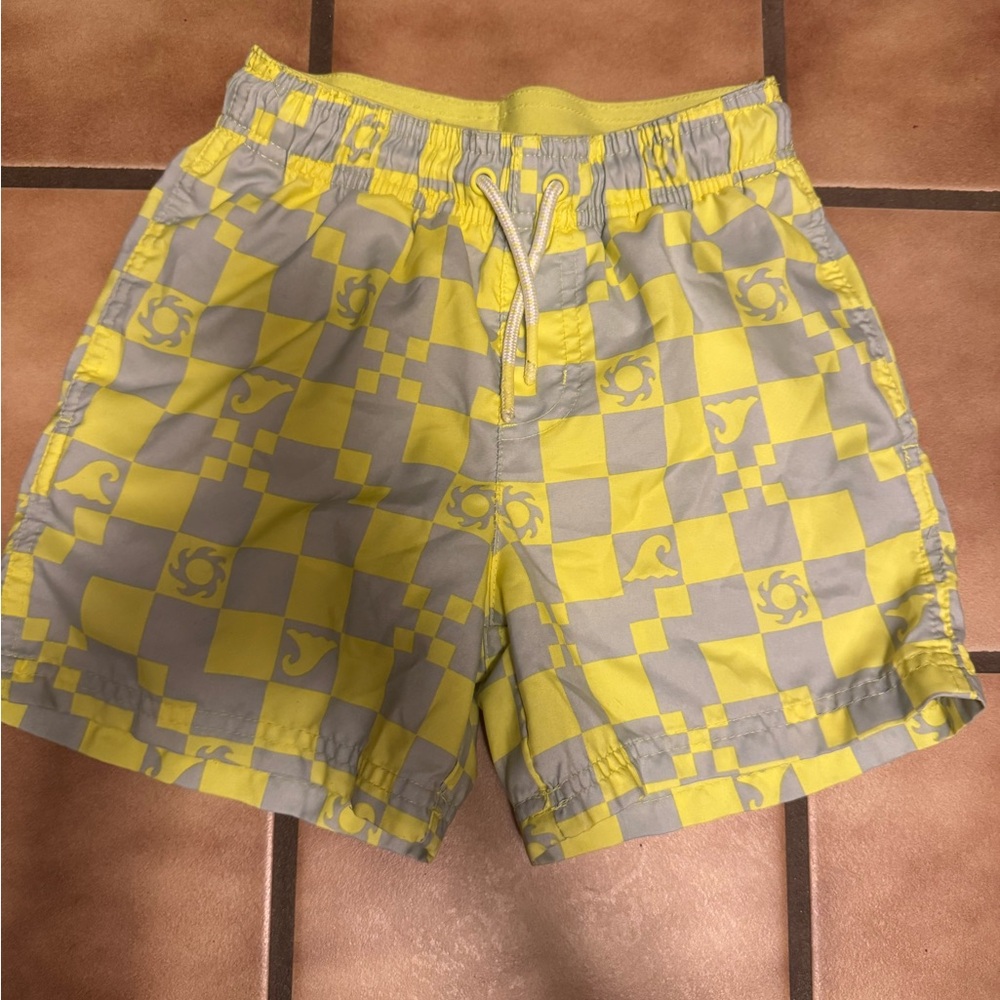 Cat & Jack Yellow and Gray Checkered Boys Athletic Shorts